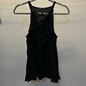 BCBG dressy tank with ruffles and lace tie